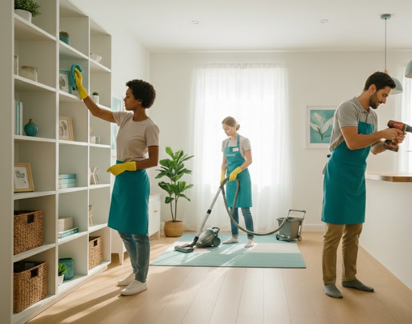 Profesionales HomiNow trabajando en un hogar